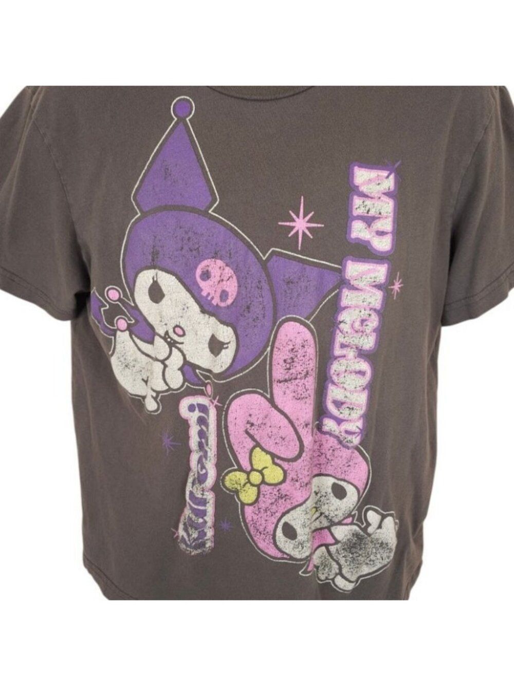 Kuromi And My Melody T Shirt Womens Size XL Gray Sanrio Japanese Kawaii
